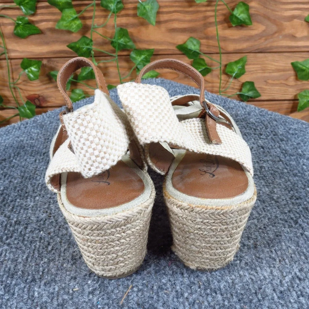 Lucky Brand Kalessie Women Espadrille Wedge Sandals Size 9 Summer‎ Beige Linen